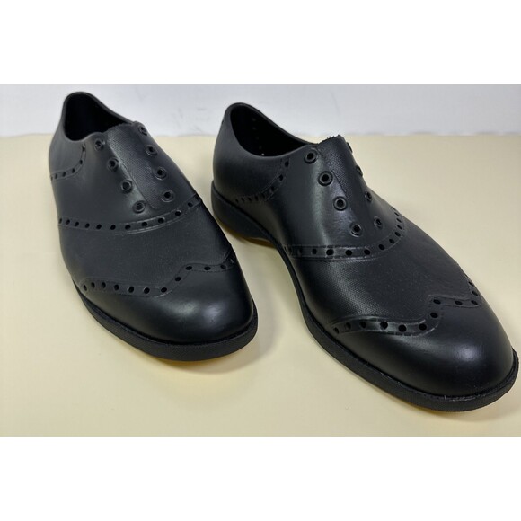 Biion Spikeless Black Wingtip Unisex Waterproof Golf Shoes  W 10 M 8 - Picture 1 of 8